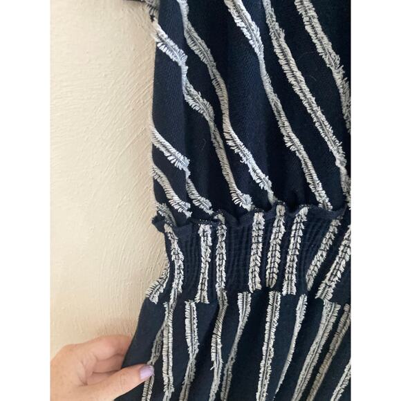 EUC Anthropologie Dolan Canovas Striped Cotton Blend Wide Leg Jumpsuit Navy S - Picture 9 of 15